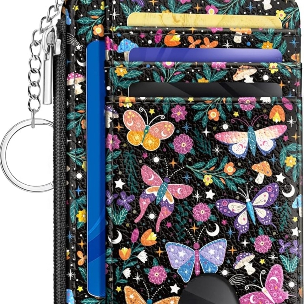 Floral Butterfly Phone Wallet Case - Black